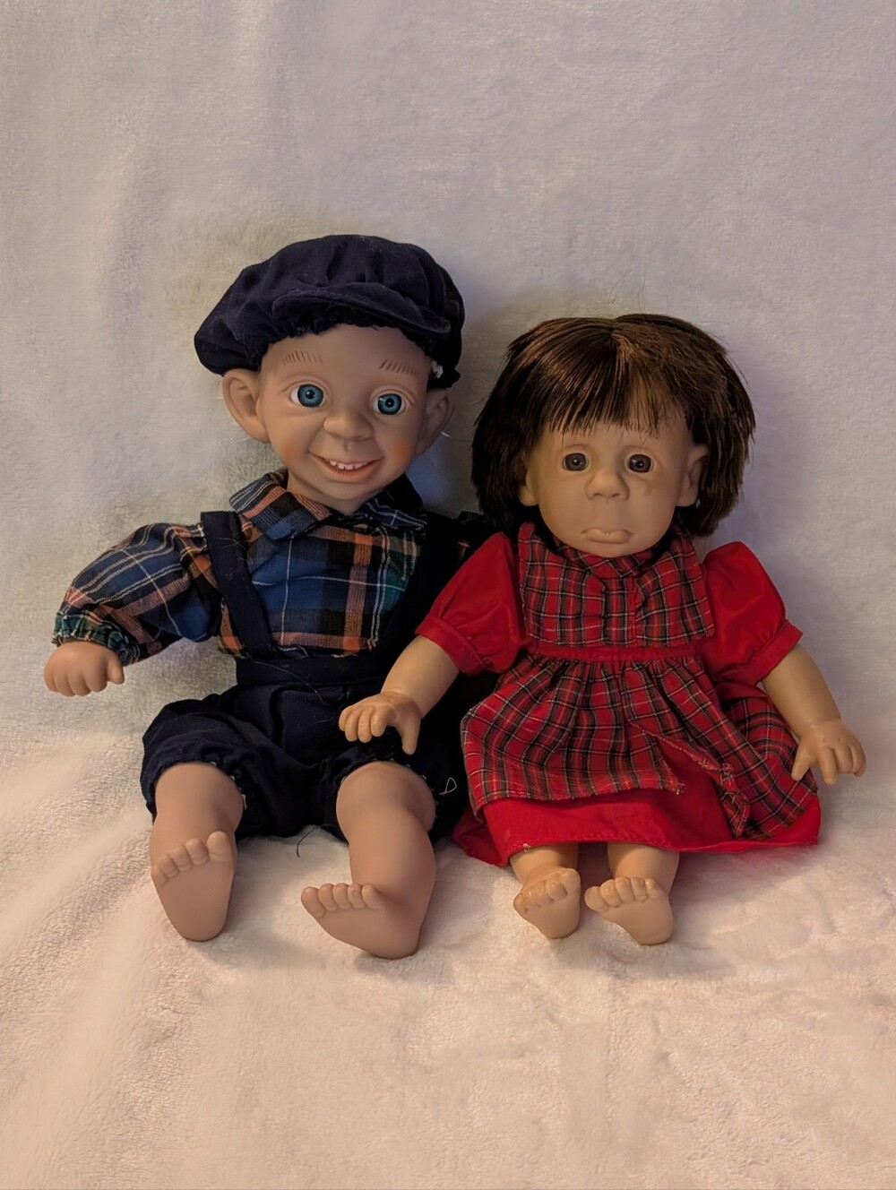 Vintage Gi-Go Expression Dolls, My Palm Pals, Happy Boy & Sad Girl